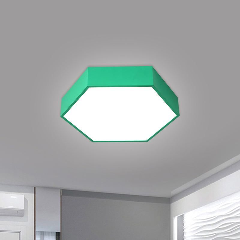 Hexagon LED Flush Ceiling Light Macaroon Acrylic Red/Yellow/Green Flush Mount Lighting for Children Room Clearhalo 'Ceiling Lights' 'Close To Ceiling Lights' 'Close to ceiling' 'Flush mount' Lighting' 1866814