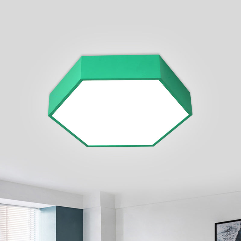 Hexagon LED Flush Ceiling Light Macaroon Acrylic Red/Yellow/Green Flush Mount Lighting for Children Room Clearhalo 'Ceiling Lights' 'Close To Ceiling Lights' 'Close to ceiling' 'Flush mount' Lighting' 1866815