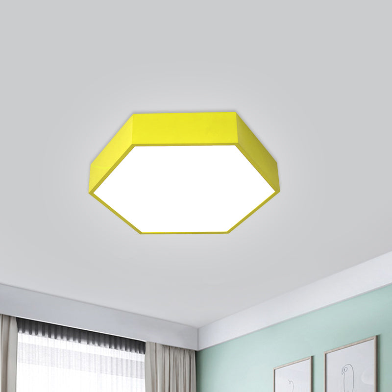 Hexagon LED Flush Ceiling Light Macaroon Acrylic Red/Yellow/Green Flush Mount Lighting for Children Room Clearhalo 'Ceiling Lights' 'Close To Ceiling Lights' 'Close to ceiling' 'Flush mount' Lighting' 1866818