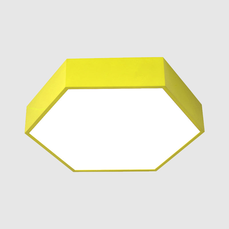 Hexagon LED Flush Ceiling Light Macaroon Acrylic Red/Yellow/Green Flush Mount Lighting for Children Room Clearhalo 'Ceiling Lights' 'Close To Ceiling Lights' 'Close to ceiling' 'Flush mount' Lighting' 1866820