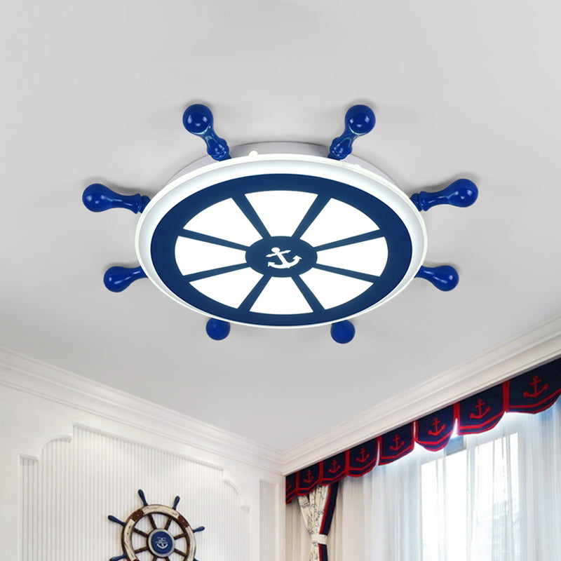 Acrylic Rudder Ceiling Lighting Kids 21.5"/25.5" Wide LED Blue Flush Mount Light in Warm/White Light Blue Clearhalo 'Ceiling Lights' 'Close To Ceiling Lights' 'Close to ceiling' 'Flush mount' Lighting' 1866825