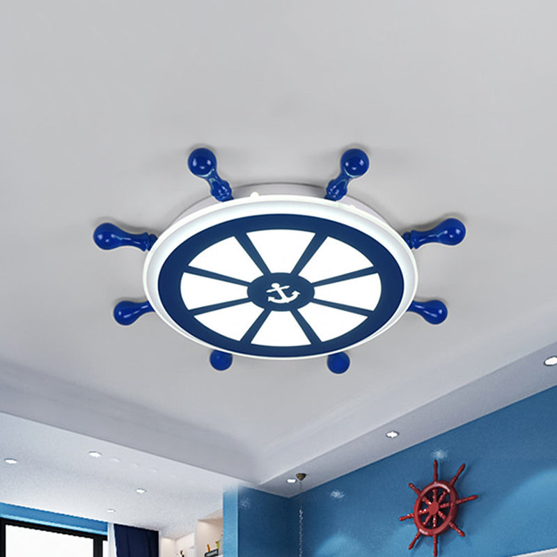 Acrylic Rudder Ceiling Lighting Kids 21.5"/25.5" Wide LED Blue Flush Mount Light in Warm/White Light Clearhalo 'Ceiling Lights' 'Close To Ceiling Lights' 'Close to ceiling' 'Flush mount' Lighting' 1866826