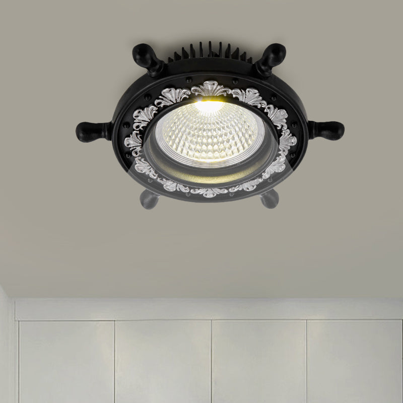 Simplicity LED Flush Lamp Fixture Black/White/Blue Rudder Ceiling Mounted Light with Resin Shade Clearhalo 'Ceiling Lights' 'Close To Ceiling Lights' 'Close to ceiling' 'Flush mount' Lighting' 1866871