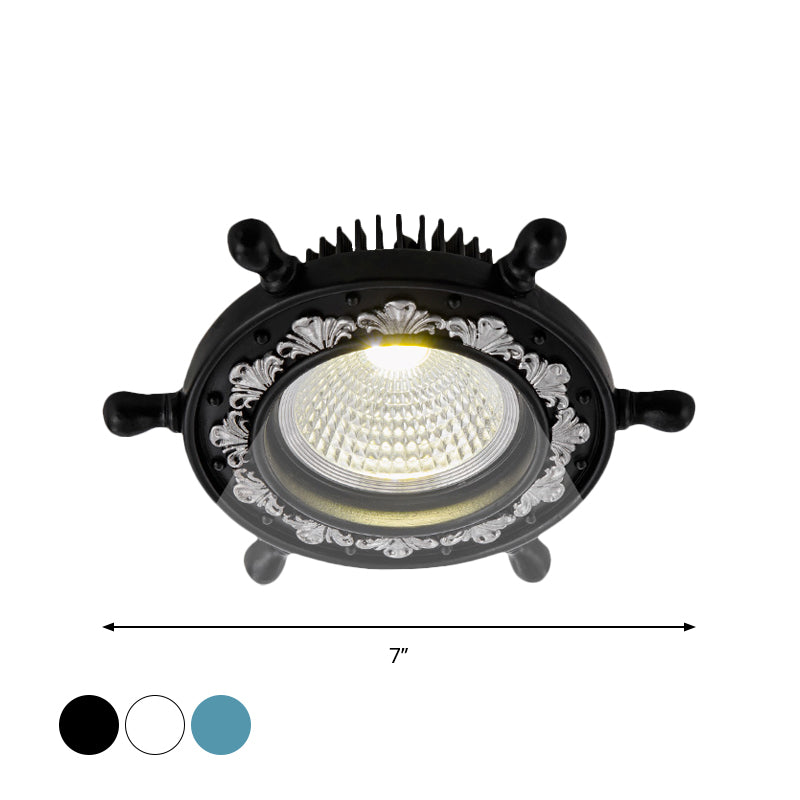 Simplicity LED Flush Lamp Fixture Black/White/Blue Rudder Ceiling Mounted Light with Resin Shade Clearhalo 'Ceiling Lights' 'Close To Ceiling Lights' 'Close to ceiling' 'Flush mount' Lighting' 1866873