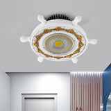 Simplicity LED Flush Lamp Fixture Black/White/Blue Rudder Ceiling Mounted Light with Resin Shade White Clearhalo 'Ceiling Lights' 'Close To Ceiling Lights' 'Close to ceiling' 'Flush mount' Lighting' 1866874