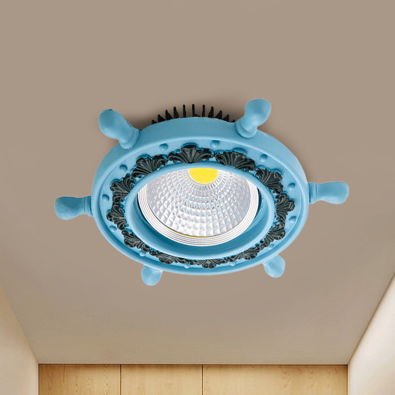 Simplicity LED Flush Lamp Fixture Black/White/Blue Rudder Ceiling Mounted Light with Resin Shade Clearhalo 'Ceiling Lights' 'Close To Ceiling Lights' 'Close to ceiling' 'Flush mount' Lighting' 1866879