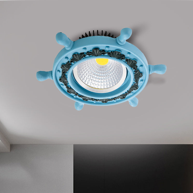 Simplicity LED Flush Lamp Fixture Black/White/Blue Rudder Ceiling Mounted Light with Resin Shade Clearhalo 'Ceiling Lights' 'Close To Ceiling Lights' 'Close to ceiling' 'Flush mount' Lighting' 1866880