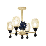 Clear Crackle Glass Cup-Like Pendant Coastal 4-Bulb Gold/Dark Blue Chandelier Lighting with Sea Urchin Design Clearhalo 'Ceiling Lights' 'Chandeliers' Lighting' options 1866896