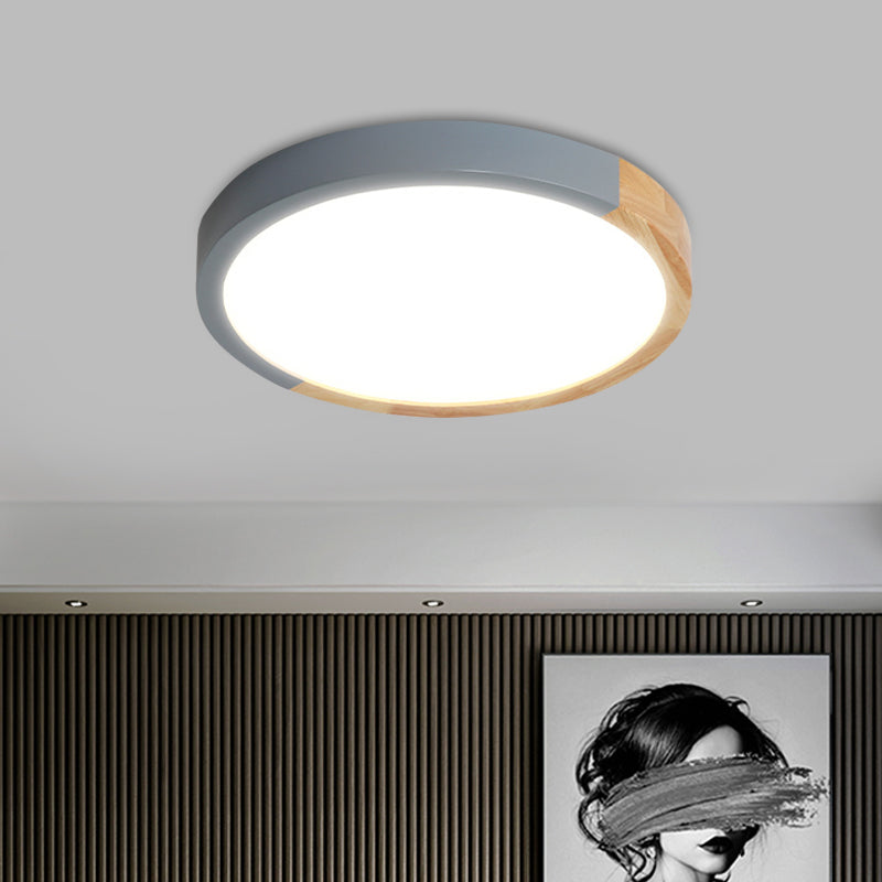 Circular Close to Ceiling Lighting Modernist Metal 12"/15"/19" Wide LED Flush Mount Light in Beige Grey Clearhalo 'Ceiling Lights' 'Close To Ceiling Lights' 'Close to ceiling' 'Flush mount' Lighting' 1866915