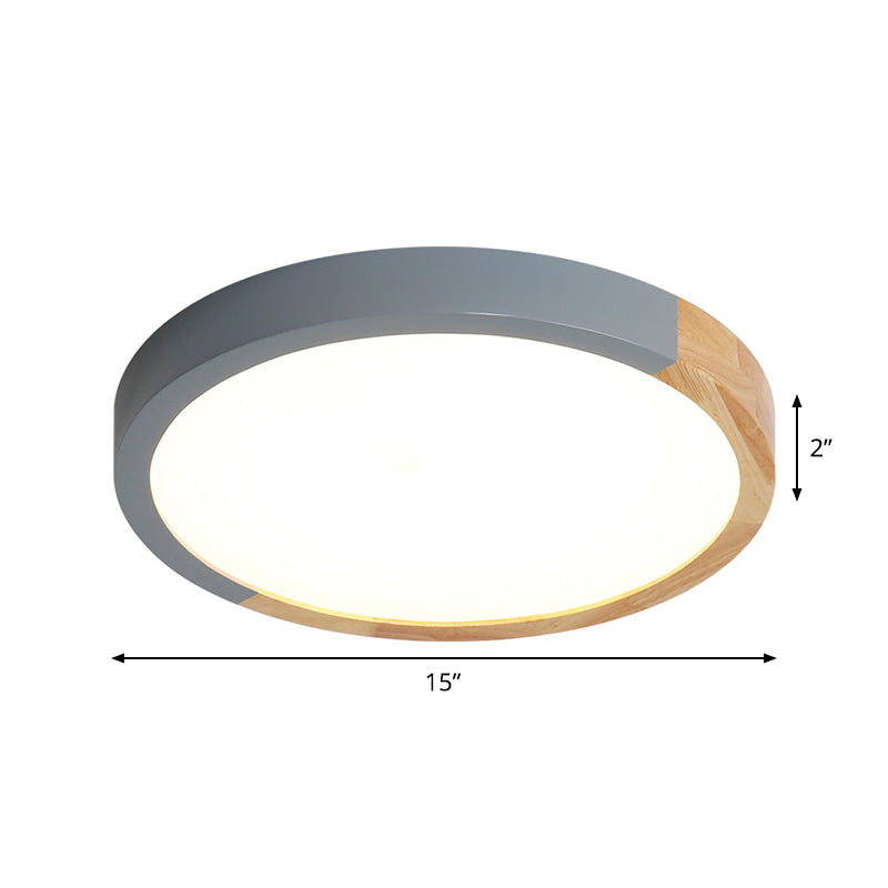 Circular Close to Ceiling Lighting Modernist Metal 12"/15"/19" Wide LED Flush Mount Light in Beige Clearhalo 'Ceiling Lights' 'Close To Ceiling Lights' 'Close to ceiling' 'Flush mount' Lighting' 1866919