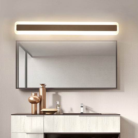 16"/20.5" L LED Washbasin Wall Lighting Modern Silver Vanity Light Fixture with Elongated Metal Shade in Warm/White Light Clearhalo 'Cast Iron' 'Glass' 'Industrial' 'Modern wall lights' 'Modern' 'Tiffany' 'Traditional wall lights' 'Vanity Lights' 'Wall Lights' Lighting' 1866931