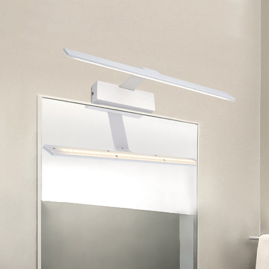 Simplicity LED Vanity Lighting Fixture White Streamlined Wall Light with Metal Shade in Warm/White Light, 17"/23" L White Clearhalo 'Cast Iron' 'Glass' 'Industrial' 'Modern wall lights' 'Modern' 'Tiffany' 'Traditional wall lights' 'Vanity Lights' 'Wall Lights' Lighting' 1866939