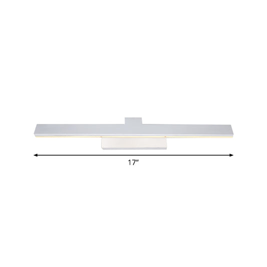 Simplicity LED Vanity Lighting Fixture White Streamlined Wall Light with Metal Shade in Warm/White Light, 17"/23" L Clearhalo 'Cast Iron' 'Glass' 'Industrial' 'Modern wall lights' 'Modern' 'Tiffany' 'Traditional wall lights' 'Vanity Lights' 'Wall Lights' Lighting' 1866942