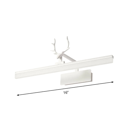 Rectangle Wall Lamp Modern Style Acrylic LED White Vanity Lighting Fixture in Warm/White Light with Metal Antler Design Clearhalo 'Modern wall lights' 'Modern' 'Vanity Lights' 'Wall Lights' Lighting' 1866959