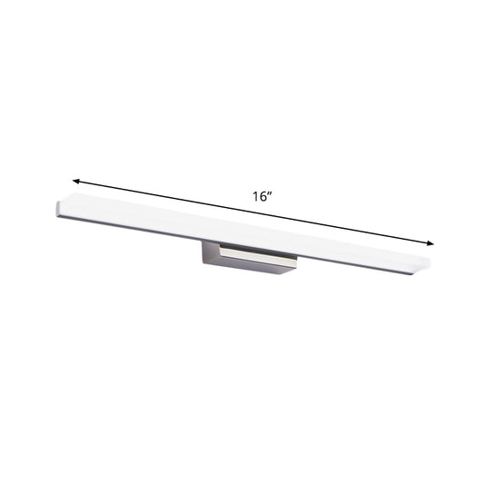Linear Acrylic Vanity Mirror Light Simplicity LED Silver Wall Mounted Lighting in Warm/White Light Clearhalo 'Cast Iron' 'Glass' 'Industrial' 'Modern wall lights' 'Modern' 'Tiffany' 'Traditional wall lights' 'Vanity Lights' 'Wall Lights' Lighting' 1866963