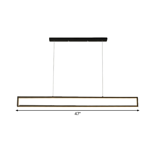 Rectangle Frame Iron Island Lamp Fixture Minimalist LED Black Drop Pendant in Warm/White Light Clearhalo 'Ceiling Lights' 'Island Lights' Lighting' 1866967