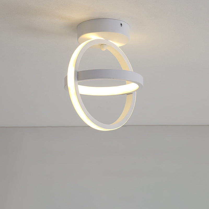 Black/White Crossed Circle Ceiling Lamp Simple LED Metal Flush Mount Fixture in Warm/White Light Clearhalo 'Ceiling Lights' 'Close To Ceiling Lights' 'Close to ceiling' 'Flush mount' Lighting' 1866974