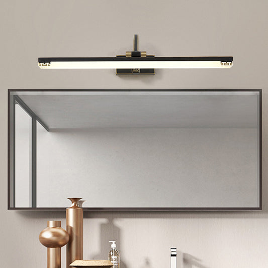 Elongated Dressing Table Vanity Lighting Metallic LED Contemporary Swing Arm Wall Lamp in Black Black Clearhalo 'Cast Iron' 'Glass' 'Industrial' 'Modern wall lights' 'Modern' 'Tiffany' 'Traditional wall lights' 'Vanity Lights' 'Wall Lights' Lighting' 1866994
