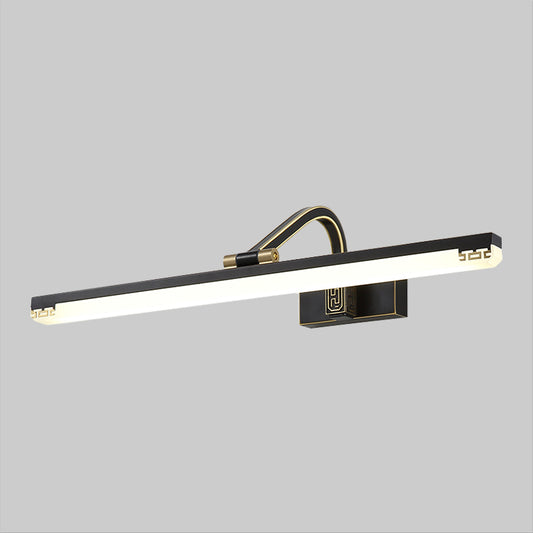 Elongated Dressing Table Vanity Lighting Metallic LED Contemporary Swing Arm Wall Lamp in Black Clearhalo 'Cast Iron' 'Glass' 'Industrial' 'Modern wall lights' 'Modern' 'Tiffany' 'Traditional wall lights' 'Vanity Lights' 'Wall Lights' Lighting' 1866996