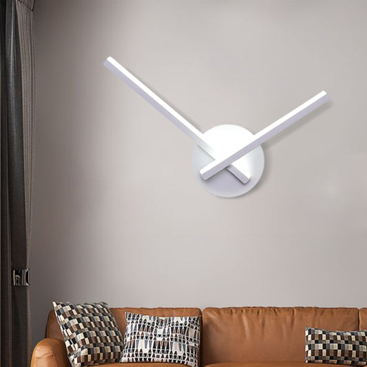 Overlapping Lines Metallic Wall Sconce Simplicity Black/White LED Wall Lamp Fixture with Round Backplate, Warm/White Light White Clearhalo 'Cast Iron' 'Glass' 'Industrial' 'Modern wall lights' 'Modern' 'Tiffany' 'Traditional wall lights' 'Wall Lamps & Sconces' 'Wall Lights' Lighting' 1866998
