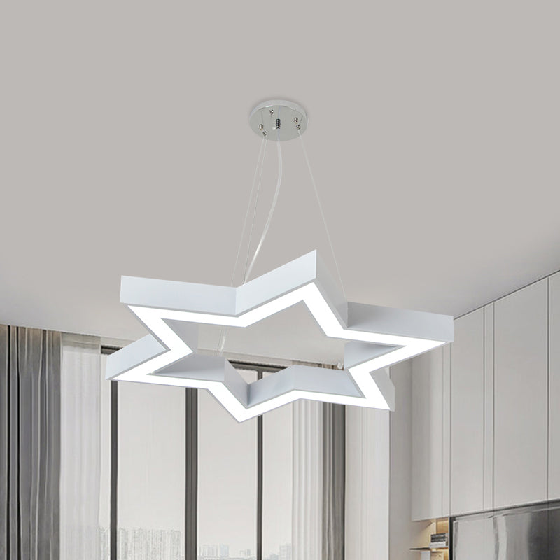 Macaroon Six-Pointed Star Pendant Lamp Acrylic Nursery Room LED Chandelier Lighting in White White Clearhalo 'Ceiling Lights' 'Chandeliers' Lighting' options 1867006_0ef6503f-5e49-425e-9ef8-31cdcb71b2c2