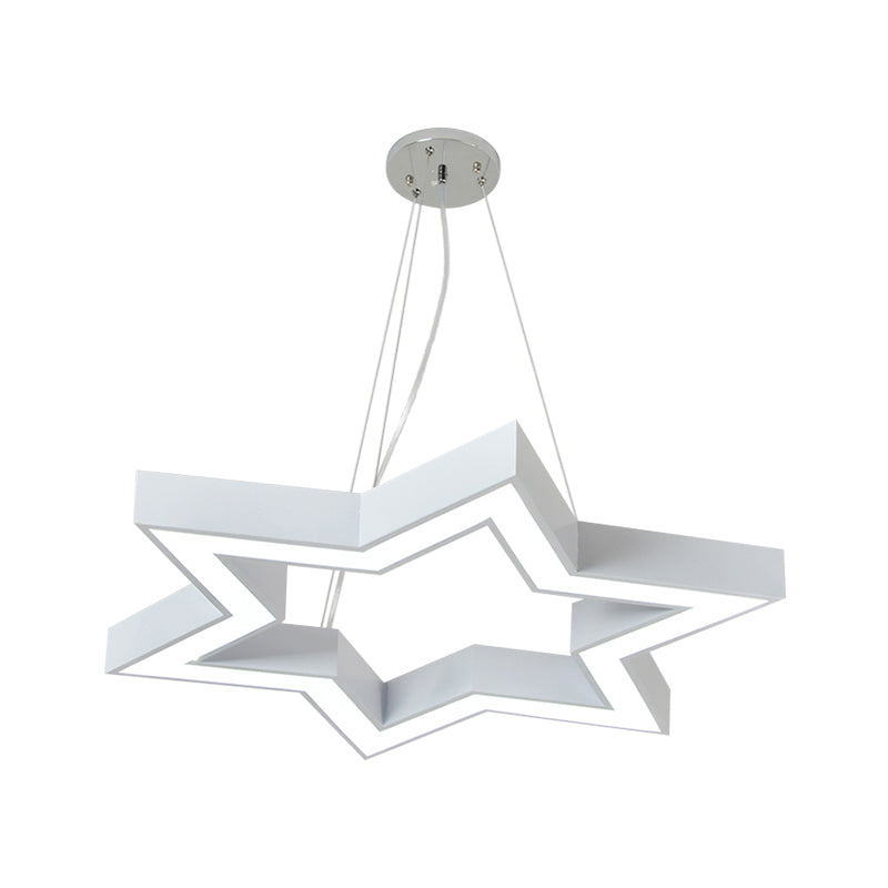 Macaroon Six-Pointed Star Pendant Lamp Acrylic Nursery Room LED Chandelier Lighting in White Clearhalo 'Ceiling Lights' 'Chandeliers' Lighting' options 1867007