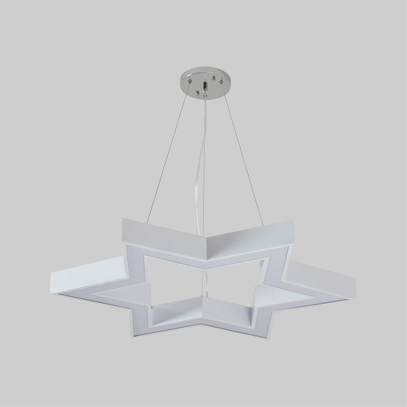 Macaroon Six-Pointed Star Pendant Lamp Acrylic Nursery Room LED Chandelier Lighting in White Clearhalo 'Ceiling Lights' 'Chandeliers' Lighting' options 1867008