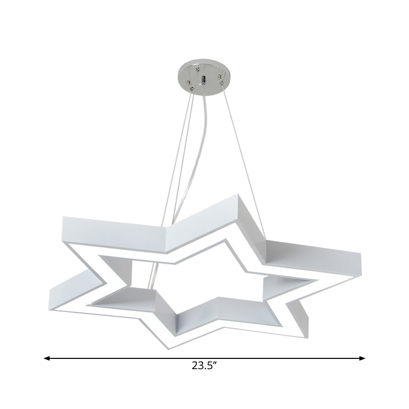 Macaroon Six-Pointed Star Pendant Lamp Acrylic Nursery Room LED Chandelier Lighting in White Clearhalo 'Ceiling Lights' 'Chandeliers' Lighting' options 1867009