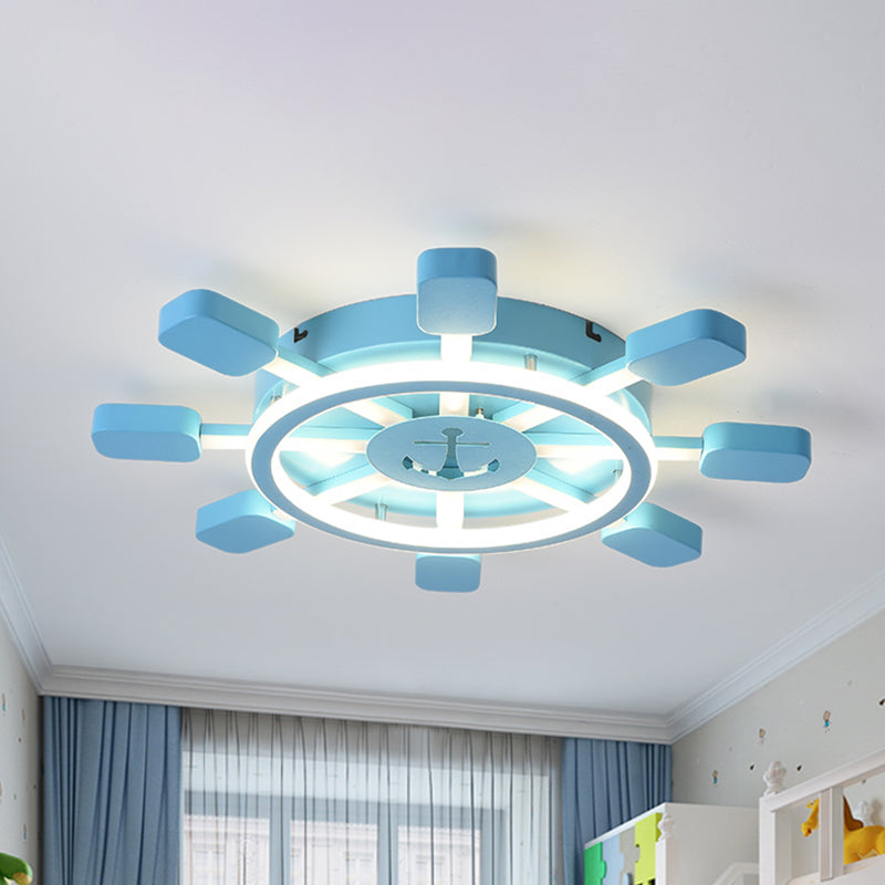 19.5"/23.5" Wide Rudder LED Flushmount Light Kids Acrylic Blue/White Ceiling Mounted Fixture, Warm/White Light Blue Clearhalo 'Ceiling Lights' 'Close To Ceiling Lights' 'Close to ceiling' 'Flush mount' Lighting' 1867014