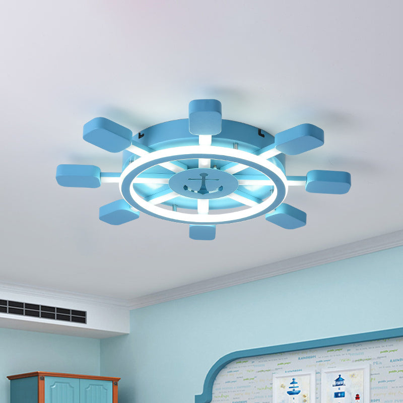 19.5"/23.5" Wide Rudder LED Flushmount Light Kids Acrylic Blue/White Ceiling Mounted Fixture, Warm/White Light Clearhalo 'Ceiling Lights' 'Close To Ceiling Lights' 'Close to ceiling' 'Flush mount' Lighting' 1867015