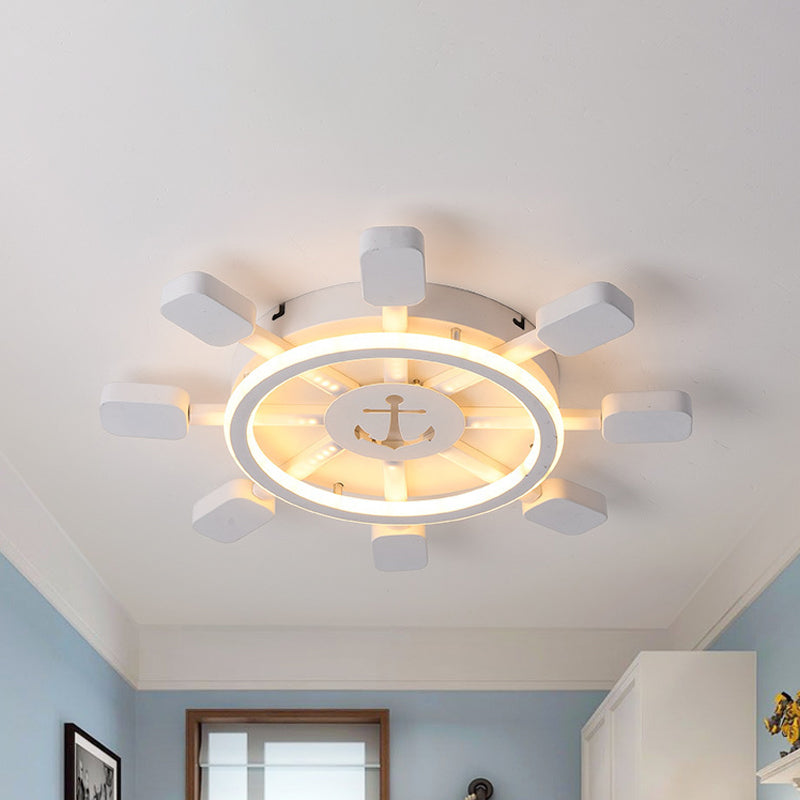 19.5"/23.5" Wide Rudder LED Flushmount Light Kids Acrylic Blue/White Ceiling Mounted Fixture, Warm/White Light White Clearhalo 'Ceiling Lights' 'Close To Ceiling Lights' 'Close to ceiling' 'Flush mount' Lighting' 1867019