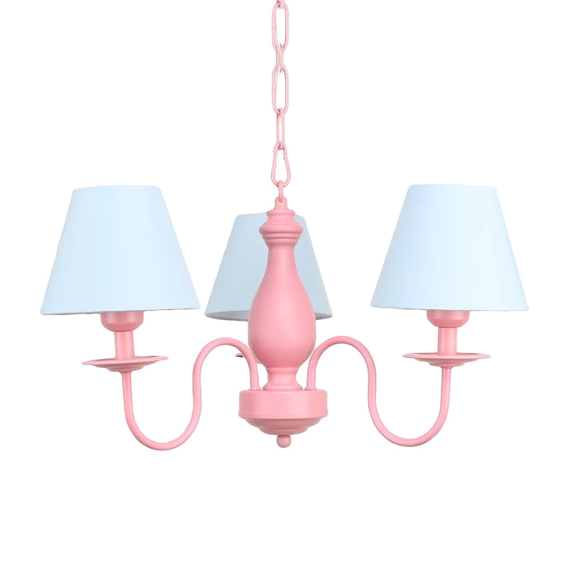 Nordic Stylish Tapered Chandelier Three Bulbs Metal Hanging Lamp for Child Bedroom Clearhalo 'Ceiling Lights' 'Chandeliers' Lighting' options 186702