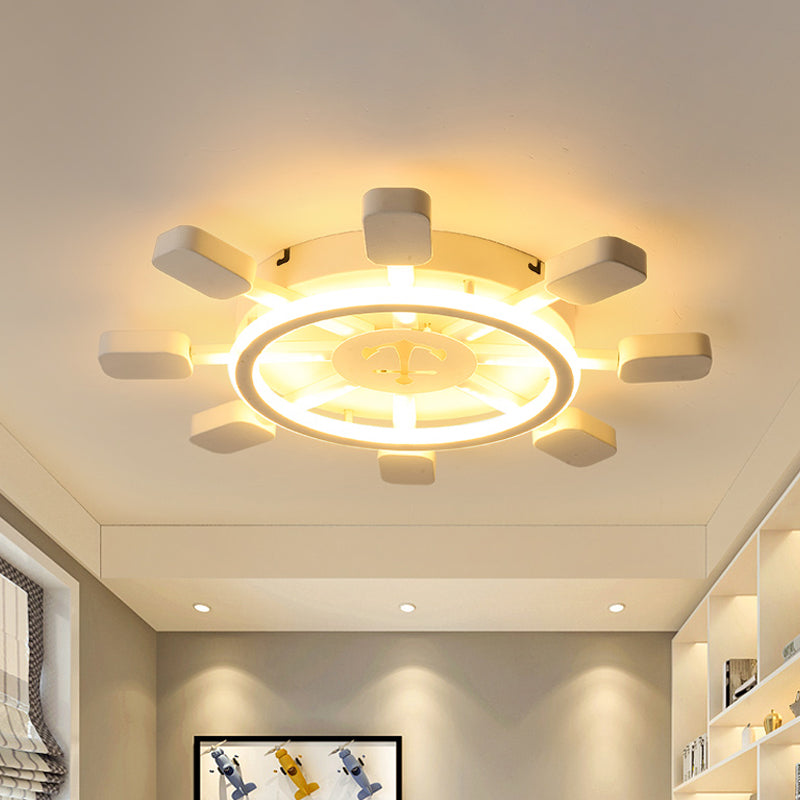 19.5"/23.5" Wide Rudder LED Flushmount Light Kids Acrylic Blue/White Ceiling Mounted Fixture, Warm/White Light Clearhalo 'Ceiling Lights' 'Close To Ceiling Lights' 'Close to ceiling' 'Flush mount' Lighting' 1867020