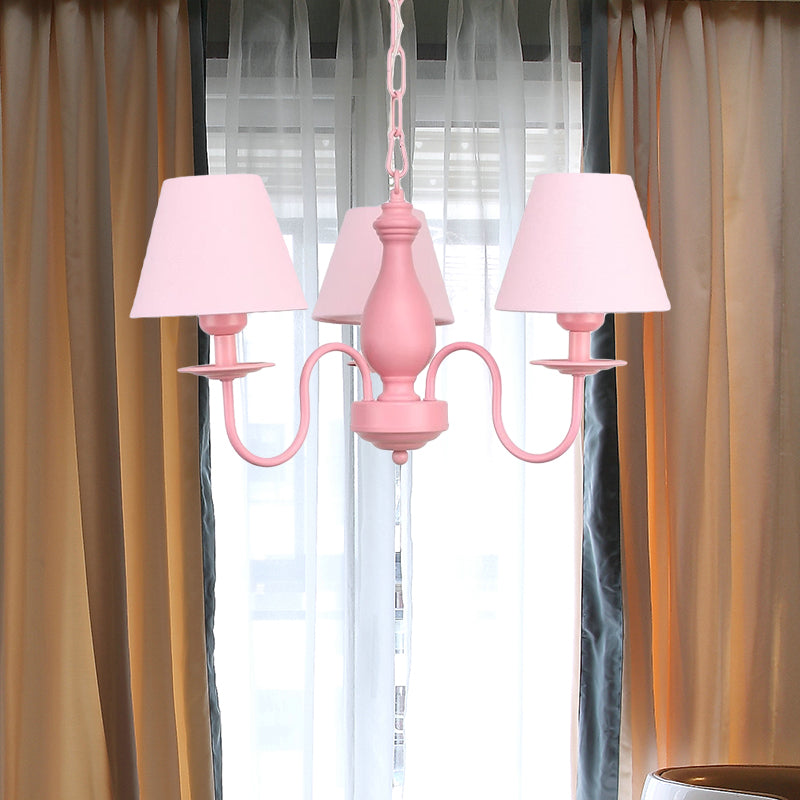 Nordic Stylish Tapered Chandelier Three Bulbs Metal Hanging Lamp for Child Bedroom Clearhalo 'Ceiling Lights' 'Chandeliers' Lighting' options 186703