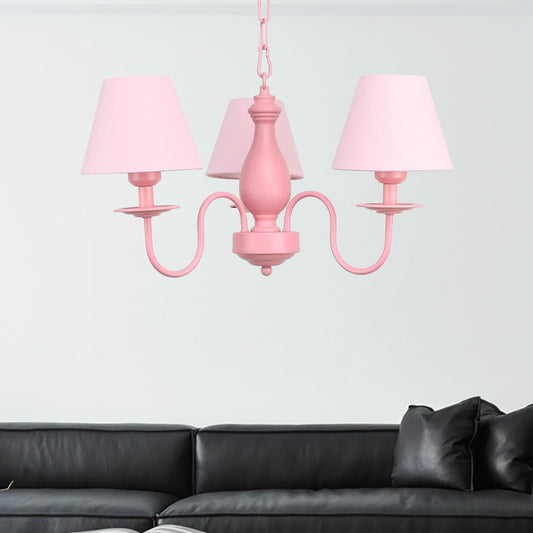 Nordic Stylish Tapered Chandelier Three Bulbs Metal Hanging Lamp for Child Bedroom Clearhalo 'Ceiling Lights' 'Chandeliers' Lighting' options 186704