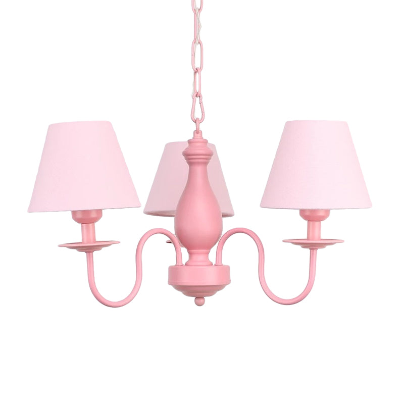 Nordic Stylish Tapered Chandelier Three Bulbs Metal Hanging Lamp for Child Bedroom Clearhalo 'Ceiling Lights' 'Chandeliers' Lighting' options 186705