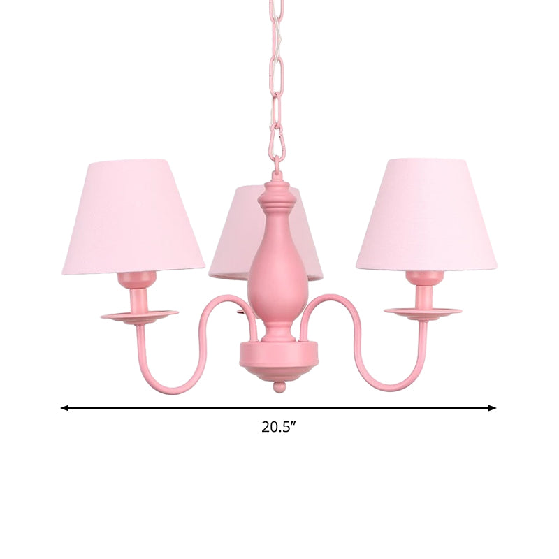 Nordic Stylish Tapered Chandelier Three Bulbs Metal Hanging Lamp for Child Bedroom Clearhalo 'Ceiling Lights' 'Chandeliers' Lighting' options 186706