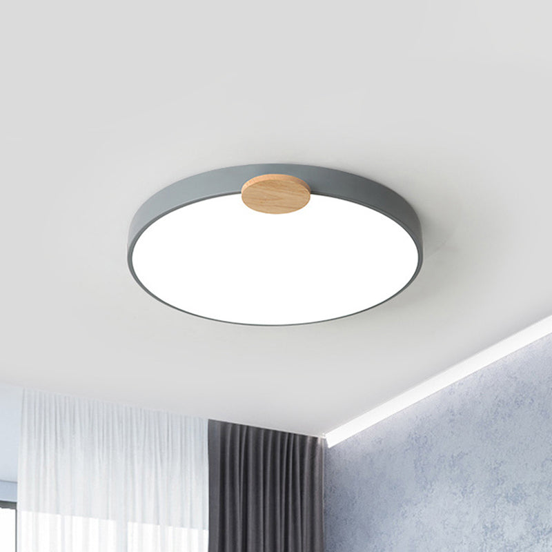 12"/16"/19.5" W Circular Flushmount Nordic Metallic LED Nursery Ceiling Mount Light Fixture in Grey Grey Clearhalo 'Ceiling Lights' 'Close To Ceiling Lights' 'Close to ceiling' 'Flush mount' Lighting' 1867088