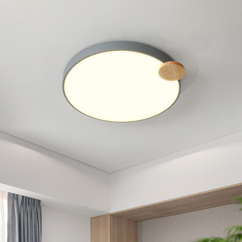 12"/16"/19.5" W Circular Flushmount Nordic Metallic LED Nursery Ceiling Mount Light Fixture in Grey Clearhalo 'Ceiling Lights' 'Close To Ceiling Lights' 'Close to ceiling' 'Flush mount' Lighting' 1867089