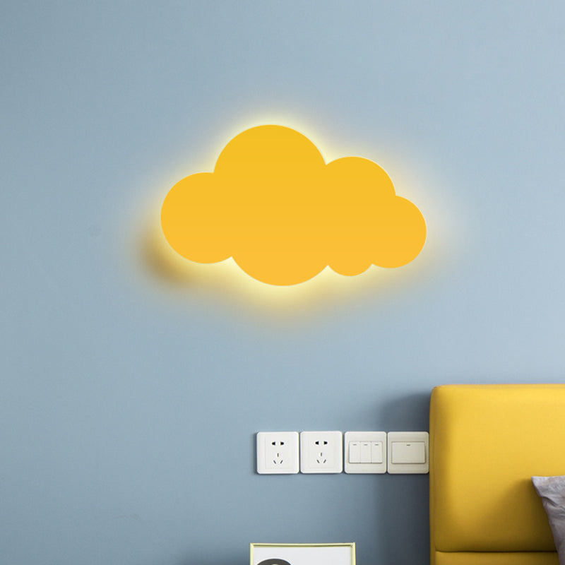 Cartoon LED Wall Mount Lighting Pink/Yellow/Blue Cloud Surface Wall Sconce with Metallic Shade Clearhalo 'Wall Lamps & Sconces' 'Wall Lights' Lighting' 1867098