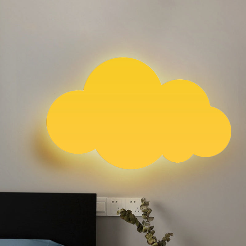 Cartoon LED Wall Mount Lighting Pink/Yellow/Blue Cloud Surface Wall Sconce with Metallic Shade Clearhalo 'Wall Lamps & Sconces' 'Wall Lights' Lighting' 1867099