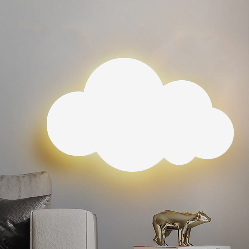 Cartoon LED Wall Mount Lighting Pink/Yellow/Blue Cloud Surface Wall Sconce with Metallic Shade White Clearhalo 'Wall Lamps & Sconces' 'Wall Lights' Lighting' 1867101