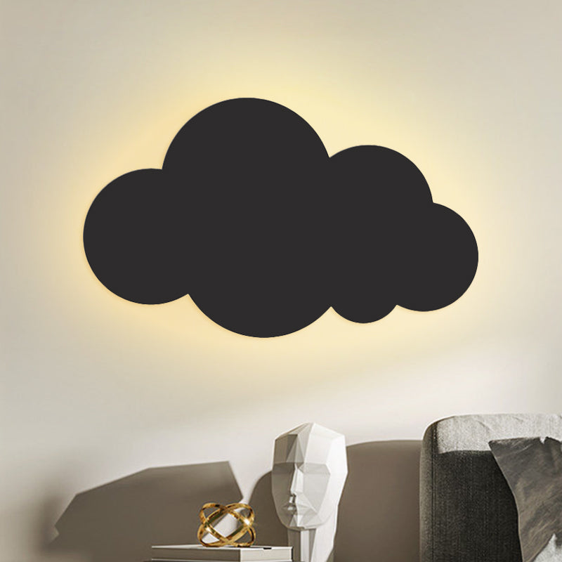 Cartoon LED Wall Mount Lighting Pink/Yellow/Blue Cloud Surface Wall Sconce with Metallic Shade Black Clearhalo 'Wall Lamps & Sconces' 'Wall Lights' Lighting' 1867105