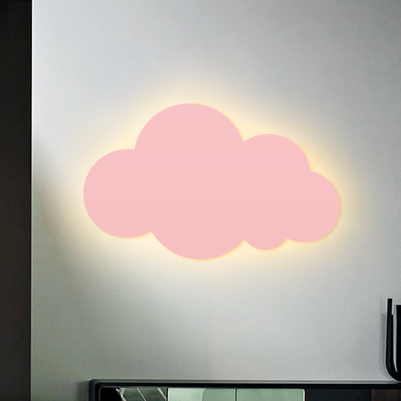 Cartoon LED Wall Mount Lighting Pink/Yellow/Blue Cloud Surface Wall Sconce with Metallic Shade Pink Clearhalo 'Wall Lamps & Sconces' 'Wall Lights' Lighting' 1867113