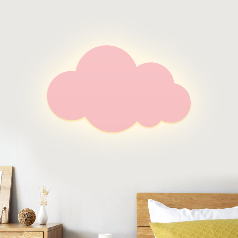 Cartoon LED Wall Mount Lighting Pink/Yellow/Blue Cloud Surface Wall Sconce with Metallic Shade Clearhalo 'Wall Lamps & Sconces' 'Wall Lights' Lighting' 1867114