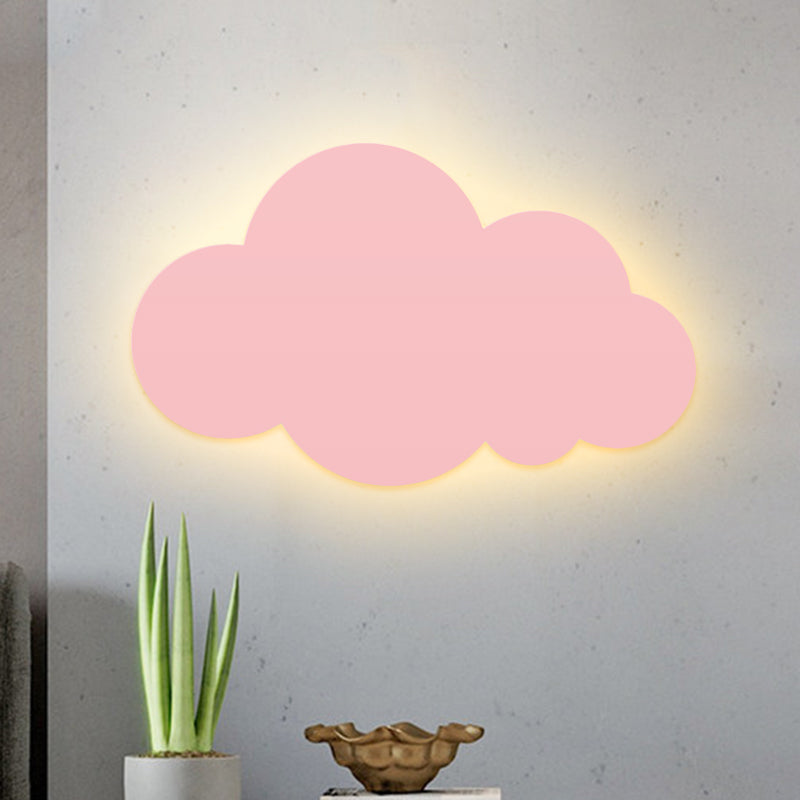 Cartoon LED Wall Mount Lighting Pink/Yellow/Blue Cloud Surface Wall Sconce with Metallic Shade Clearhalo 'Wall Lamps & Sconces' 'Wall Lights' Lighting' 1867115