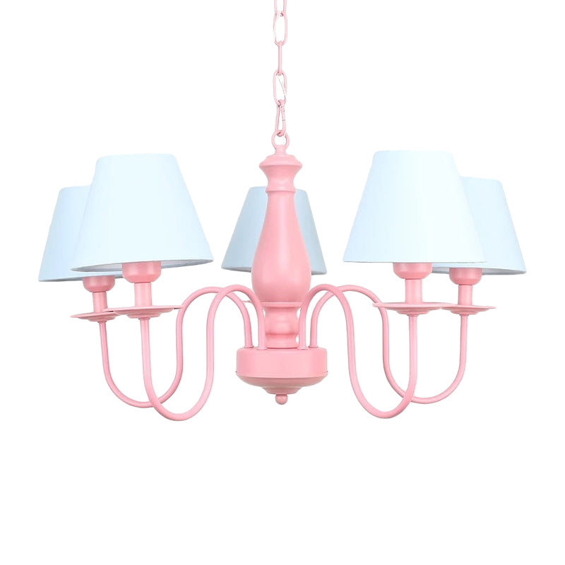 Fabric Bucket Shade Chandelier 5 Heads Macaron Style Hanging Pendant for Cloth Shop Clearhalo 'Ceiling Lights' 'Chandeliers' Lighting' options 186713