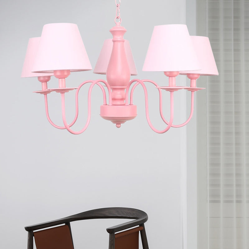 Fabric Bucket Shade Chandelier 5 Heads Macaron Style Hanging Pendant for Cloth Shop Clearhalo 'Ceiling Lights' 'Chandeliers' Lighting' options 186715