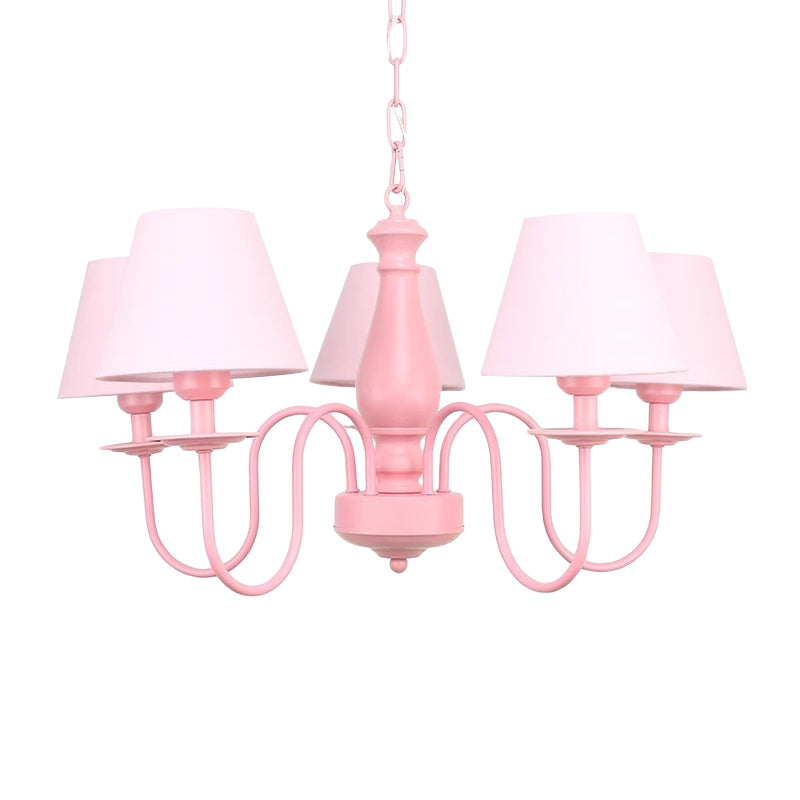 Fabric Bucket Shade Chandelier 5 Heads Macaron Style Hanging Pendant for Cloth Shop Clearhalo 'Ceiling Lights' 'Chandeliers' Lighting' options 186717