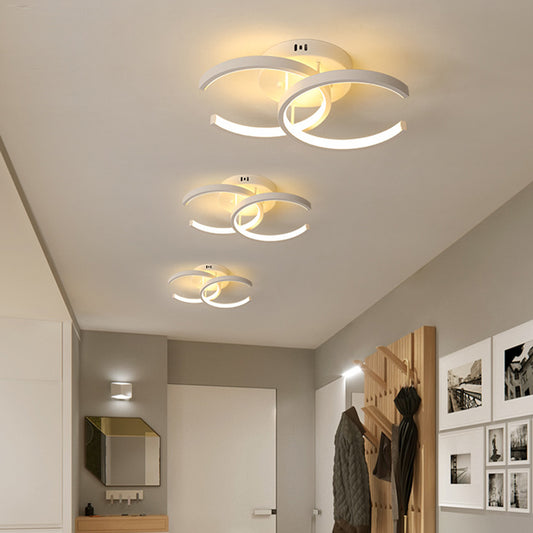 LED Corridor Semi Mount Lighting Modern White Ceiling Flush with Dual C-Shape Metal Shade, Warm/White Light Clearhalo 'Ceiling Lights' 'Close To Ceiling Lights' 'Close to ceiling' 'Semi-flushmount' Lighting' 1867170